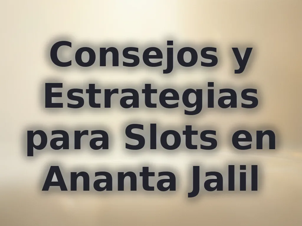 Consejos y Estrategias para Slots en Ananta Jalil